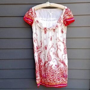 Lightweight  MNG Suit Boho Red/White Paisley Dress Sheer Size 8
